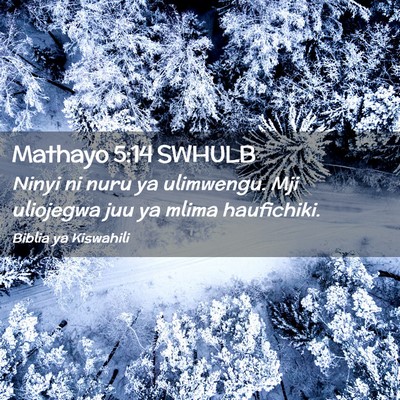 Picture 02 - Mathayo 5:14 SWHULB - Ninyi ni nuru ya ulimwengu. Mji uliojegwa juu ya - Bible Verse Picture