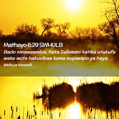 Picture 02 - Mathayo 6:29 SWHULB - Bado ninawaambia, hata Sulemani katika utukufu - Bible Verse Picture