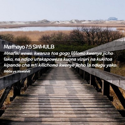 Picture 02 - Mathayo 7:5 SWHULB - Mnafiki wewe; kwanza toa gogo lililomo kwenye - Bible Verse Picture