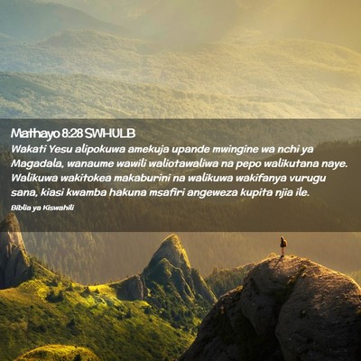 Picture 02 - Mathayo 8:28 SWHULB - Wakati Yesu alipokuwa amekuja upande mwingine wa - Bible Verse Picture
