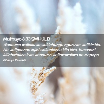 Picture 02 - Mathayo 8:33 SWHULB - Wanaume waliokuwa wakichunga nguruwe walikimbia. - Bible Verse Picture