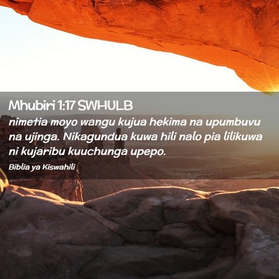 Picture 02 - Mhubiri 1:17 SWHULB - nimetia moyo wangu kujua hekima na upumbuvu na - Bible Verse Picture