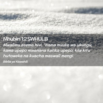 Picture 02 - Mhubiri 1:2 SWHULB - Mwalimu asema hivi, “Kama mvuke wa ukungu, kama - Bible Verse Picture