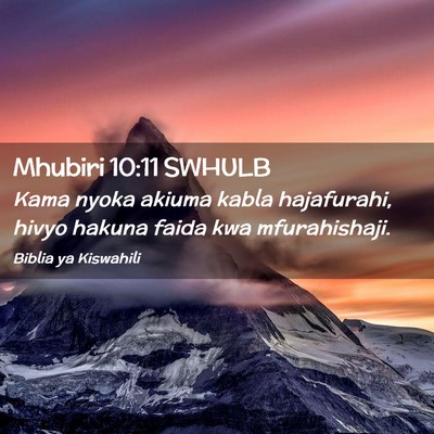Picture 02 - Mhubiri 10:11 SWHULB - Kama nyoka akiuma kabla hajafurahi, hivyo hakuna - Bible Verse Picture