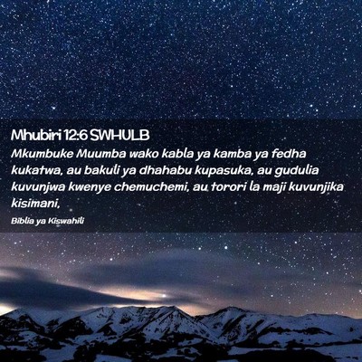 Picture 02 - Mhubiri 12:6 SWHULB - Mkumbuke Muumba wako kabla ya kamba ya fedha - Bible Verse Picture
