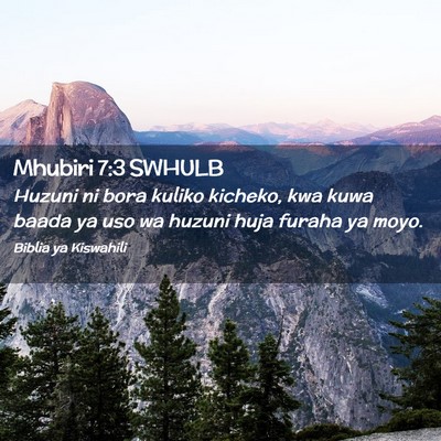 Picture 02 - Mhubiri 7:3 SWHULB - Huzuni ni bora kuliko kicheko, kwa kuwa baada ya - Bible Verse Picture
