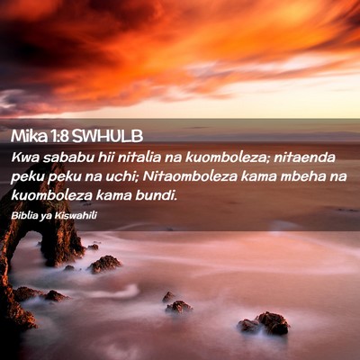 Picture 02 - Mika 1:8 SWHULB - Kwa sababu hii nitalia na kuomboleza; nitaenda - Bible Verse Picture