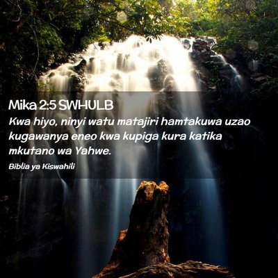 Picture 02 - Mika 2:5 SWHULB - Kwa hiyo, ninyi watu matajiri hamtakuwa uzao - Bible Verse Picture