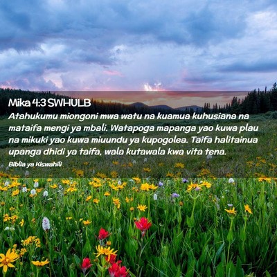 Picture 02 - Mika 4:3 SWHULB - Atahukumu miongoni mwa watu na kuamua kuhusiana - Bible Verse Picture