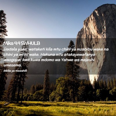 Picture 02 - Mika 4:4 SWHULB - Badala yake, wataketi kila mtu chini ya mzabibu - Bible Verse Picture