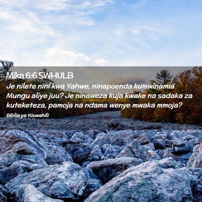 Picture 02 - Mika 6:6 SWHULB - Je nilete nini kwa Yahwe, ninapoenda kumwinamia - Bible Verse Picture