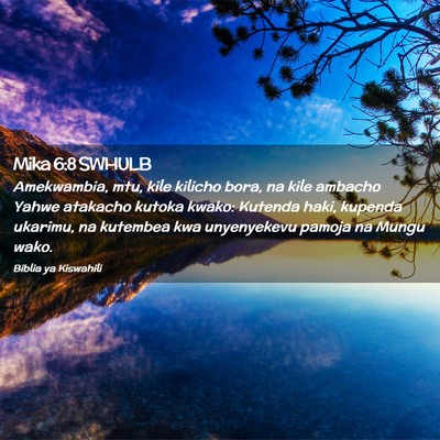 Picture 02 - Mika 6:8 SWHULB - Amekwambia, mtu, kile kilicho bora, na kile - Bible Verse Picture