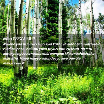 Picture 02 - Mika 7:3 SWHULB - Mikono yao ni mizuri mno kwa kufanya madhara. - Bible Verse Picture