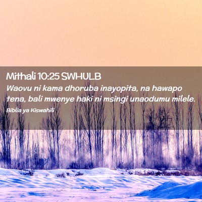 Picture 02 - Mithali 10:25 SWHULB - Waovu ni kama dhoruba inayopita, na hawapo tena, - Bible Verse Picture