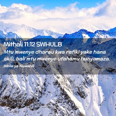Picture 02 - Mithali 11:12 SWHULB - Mtu mwenye dharau kwa rafiki yake hana akili, - Bible Verse Picture
