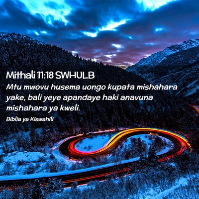 Picture 02 - Mithali 11:18 SWHULB - Mtu mwovu husema uongo kupata mishahara yake, - Bible Verse Picture