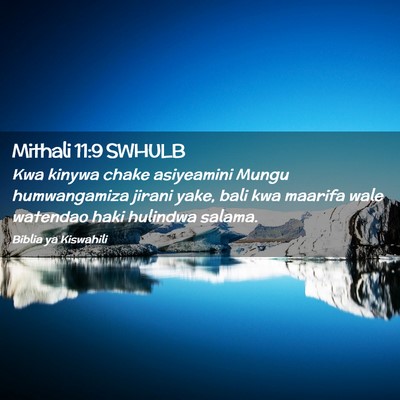 Picture 02 - Mithali 11:9 SWHULB - Kwa kinywa chake asiyeamini Mungu humwangamiza - Bible Verse Picture