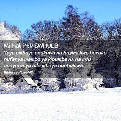 Picture 02 - Mithali 14:17 SWHULB - Yeye ambaye anakuwa na hasira kwa haraka hufanya - Bible Verse Picture