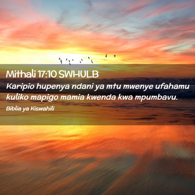 Picture 02 - Mithali 17:10 SWHULB - Karipio hupenya ndani ya mtu mwenye ufahamu - Bible Verse Picture