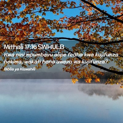 Picture 02 - Mithali 17:16 SWHULB - Kwa nini mpumbavu alipe fedha kwa kujifunza - Bible Verse Picture