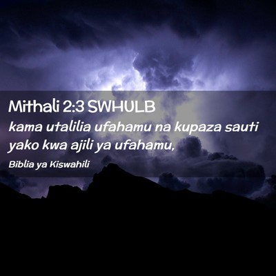 Picture 02 - Mithali 2:3 SWHULB - kama utalilia ufahamu na kupaza sauti yako kwa - Bible Verse Picture