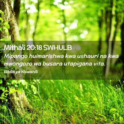 Picture 02 - Mithali 20:18 SWHULB - Mipango huimarishwa kwa ushauri na kwa mwongozo - Bible Verse Picture
