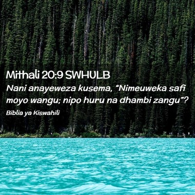 Picture 02 - Mithali 20:9 SWHULB - Nani anayeweza kusema, “Nimeuweka safi moyo - Bible Verse Picture