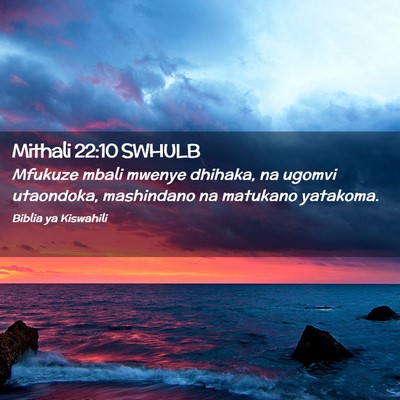 Picture 02 - Mithali 22:10 SWHULB - Mfukuze mbali mwenye dhihaka, na ugomvi - Bible Verse Picture