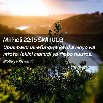 Picture 02 - Mithali 22:15 SWHULB - Upumbavu umefungwa katika moyo wa mtoto, lakini - Bible Verse Picture