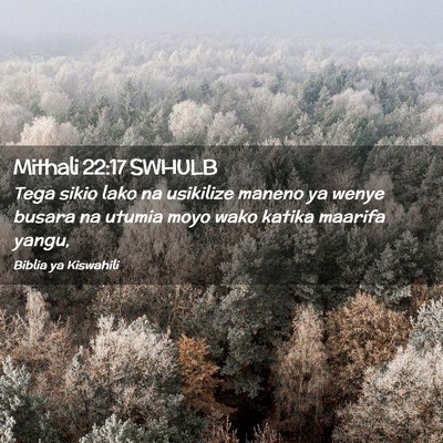 Picture 02 - Mithali 22:17 SWHULB - Tega sikio lako na usikilize maneno ya wenye - Bible Verse Picture