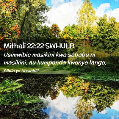 Picture 02 - Mithali 22:22 SWHULB - Usimwibie masikini kwa sababu ni masikini, au - Bible Verse Picture