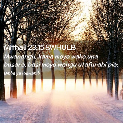 Picture 02 - Mithali 23:15 SWHULB - Mwanangu, kama moyo wako una busara, basi moyo - Bible Verse Picture