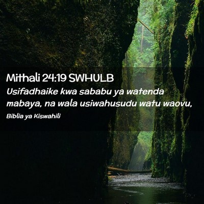 Picture 02 - Mithali 24:19 SWHULB - Usifadhaike kwa sababu ya watenda mabaya, na wala - Bible Verse Picture