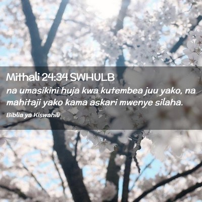 Picture 02 - Mithali 24:34 SWHULB - na umasikini huja kwa kutembea juu yako, na - Bible Verse Picture