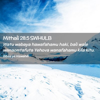 Picture 02 - Mithali 28:5 SWHULB - Watu wabaya hawafahamu haki, bali wale - Bible Verse Picture