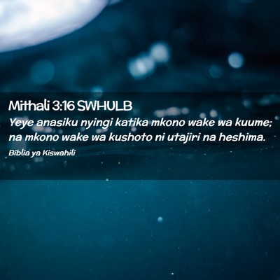 Picture 02 - Mithali 3:16 SWHULB - Yeye anasiku nyingi katika mkono wake wa kuume; - Bible Verse Picture