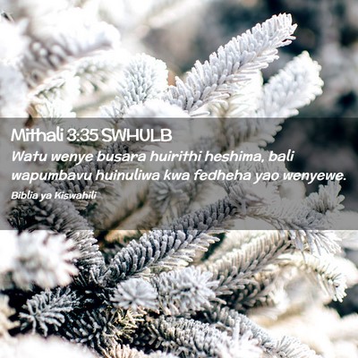 Picture 02 - Mithali 3:35 SWHULB - Watu wenye busara huirithi heshima, bali - Bible Verse Picture
