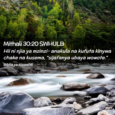 Picture 02 - Mithali 30:20 SWHULB - Hii ni njia ya mzinzi- anakula na kufuta kinywa - Bible Verse Picture