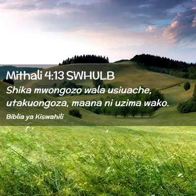 Picture 02 - Mithali 4:13 SWHULB - Shika mwongozo wala usiuache, utakuongoza, maana - Bible Verse Picture