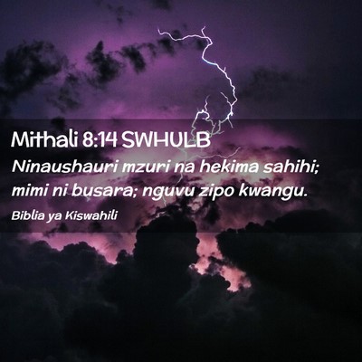 Picture 02 - Mithali 8:14 SWHULB - Ninaushauri mzuri na hekima sahihi; mimi ni - Bible Verse Picture