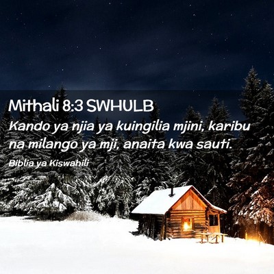 Picture 02 - Mithali 8:3 SWHULB - Kando ya njia ya kuingilia mjini, karibu na - Bible Verse Picture