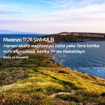 Picture 02 - Mwanzo 11:28 SWHULB - Harani akafa machoni pa baba yake Tera katika - Bible Verse Picture