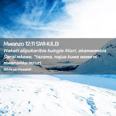Picture 02 - Mwanzo 12:11 SWHULB - Wakati alipokaribia kuingia Misri, akamwambia - Bible Verse Picture