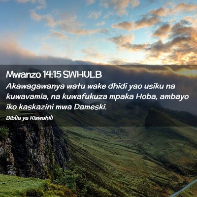 Picture 02 - Mwanzo 14:15 SWHULB - Akawagawanya watu wake dhidi yao usiku na - Bible Verse Picture