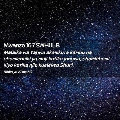 Picture 02 - Mwanzo 16:7 SWHULB - Malaika wa Yahwe akamkuta karibu na chemichemi ya - Bible Verse Picture