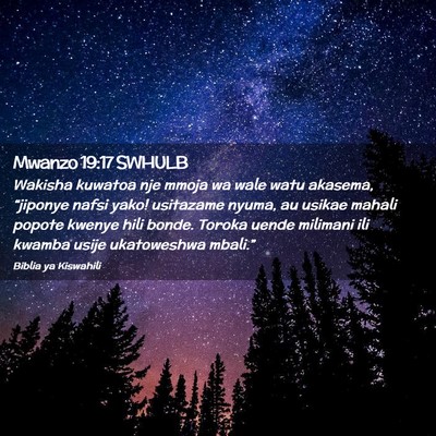 Picture 02 - Mwanzo 19:17 SWHULB - Wakisha kuwatoa nje mmoja wa wale watu akasema, - Bible Verse Picture