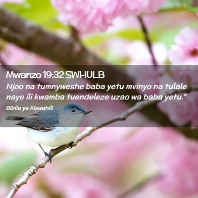 Picture 02 - Mwanzo 19:32 SWHULB - Njoo na tumnyweshe baba yetu mvinyo na tulale - Bible Verse Picture