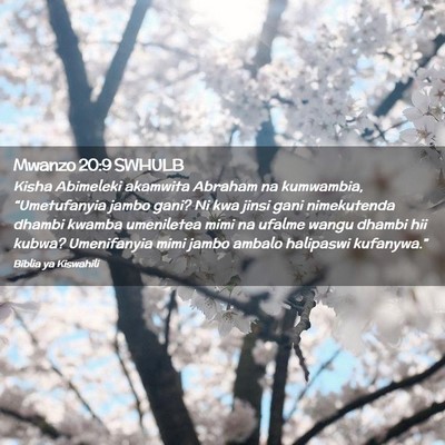 Picture 02 - Mwanzo 20:9 SWHULB - Kisha Abimeleki akamwita Abraham na kumwambia, - Bible Verse Picture
