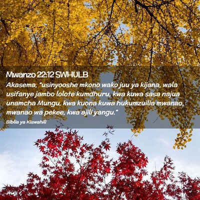 Picture 02 - Mwanzo 22:12 SWHULB - Akasema, “usinyooshe mkono wako juu ya kijana, - Bible Verse Picture