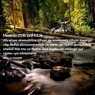 Picture 02 - Mwanzo 23:16 SWHULB - Abraham akamsikiliza Efroni na akampimia Efroni - Bible Verse Picture